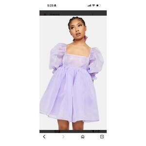 Selkie Lilac Puff Sleeve Organza Dress M